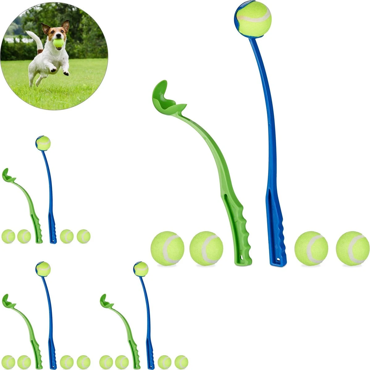 Relaxdays 8 X Ballenwerper Voor Honden β Werpstokken 20 Ballen β Ballengooier β Speelgoed