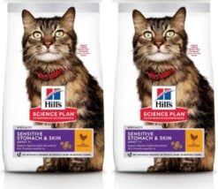 Hills 2x Hill’s – Feline Adult Sensitive Stomach & Skin Kip – Kattenvoer – 1.5kg