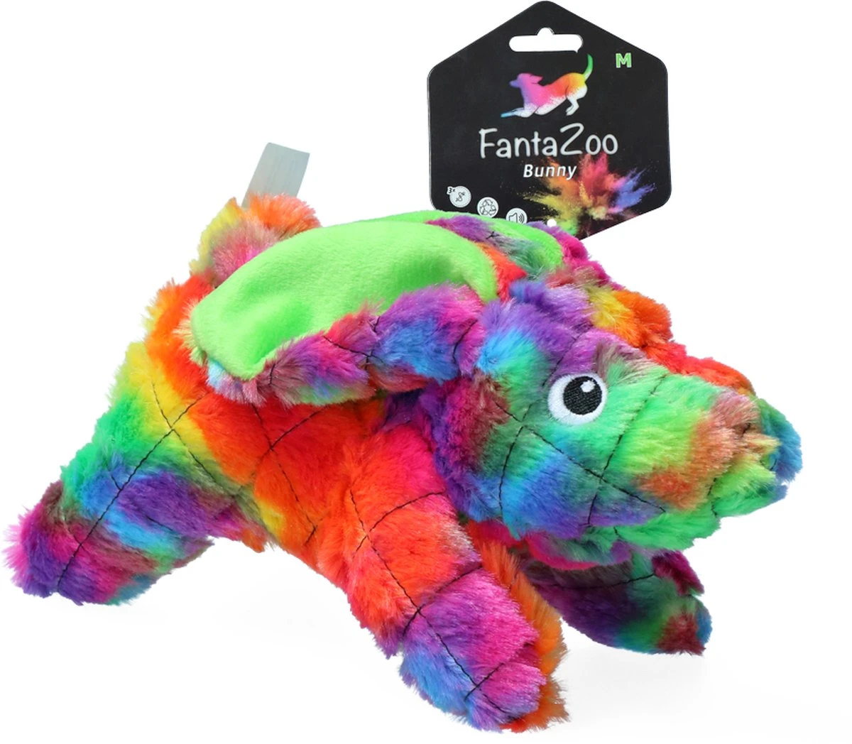 FantaZoo Bunny Kleurrijke En Gerecyclede Honden Knuffel β Zeer Stevig, Zacht En Duurzaam β Maat M 28x14cm β Geschikt Voor Medium Hond