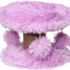 Topmast Krabpaal Fluffy Lycia – Lila – 25 X 25 X 20 Cm – Made In EU – Krabpaal Voor Kittens – Met Kattenspeeltjes – Sterk Sisal Touw – Mini Krabpaal