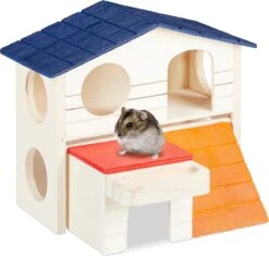 Relaxdays Hamsterhuis Hout – Speelhuisje – Knaagdierhuisje – Huisje Voor Hamster En Muis