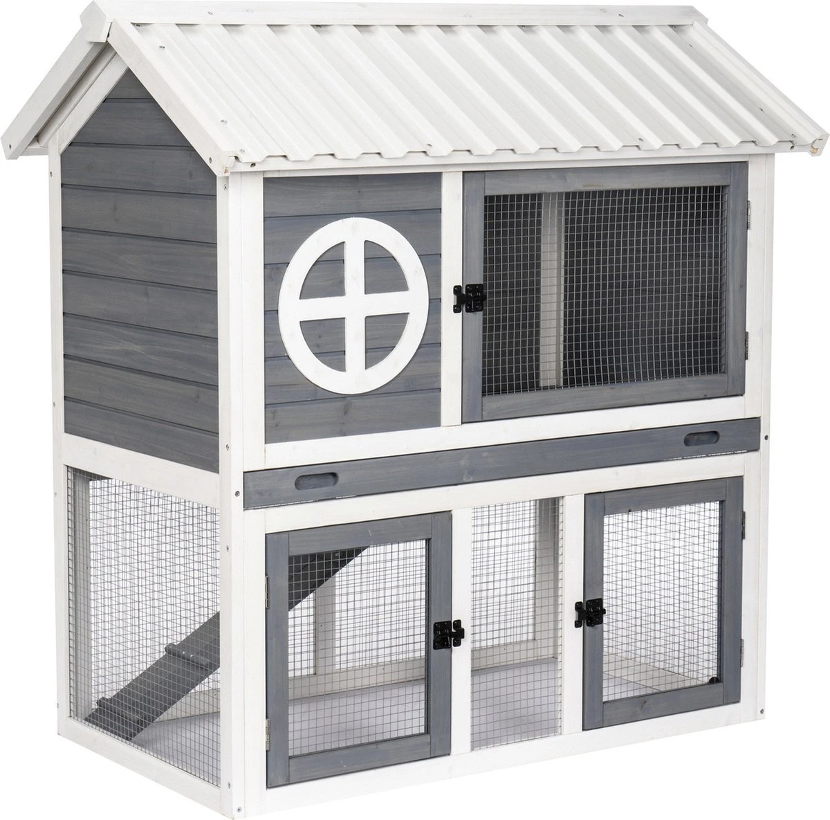 Adori Konijnenhok Izzy 111x71x115 Cm Grijs/Wit