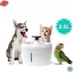 Thuys Drinkfontein Kat En Hond – Automatische Waterfontein Kat – Geluidloos Waterdispenser – Nachtlamp – USB Oplaadbaar – Houtskool Filter – Wit – 2.5L – 700g