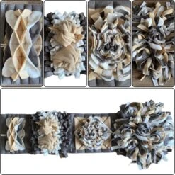 Snuffelmat Voor Honden En Katten. Snuffelmat Maat M In De Kleuren Midden Grijs, Zand, Offwhite. Hersenwerk Voor Huisdieren. MadeByShuko. Snuffelkleed-Speelkleed-Voerkleed-Hondenpuzzel-Voerpuzzel-Slowfeeder-Intelligentie Speelgoed Voor Hond En Kat