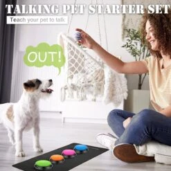 Huisdier Communicatie Knop – Hondentraining Met INCLUSIEF HONDENPRAATKNOP SPEELMAT – Recordable Buttons – 4 Stuks – Stemopname – Praatknop Honden – Gepersonaliseerde Training Voor Uw Hond