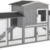 Konijnenhok – Dubbele Verdieping – 216 X 50 X 86 Cm – Grijs