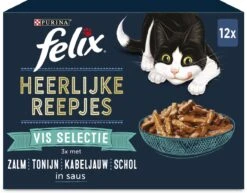 Felix Heerlijke Reepjes – Kattenvoer Natvoer – Vis Selectie – 48 X 80g