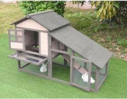 Flamingo – Konijnenhok Quincy Cottage – Grijs – 151 X 66 X 100 Cm