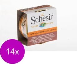 14x Schesir Kattenvoer Tonijn Zalm In Saus 70 Gr
