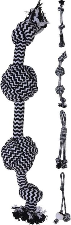 Basic Honden Speeltouw Zwart/Wit Assorti