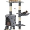 VidaXL Kattenkrabpaal Met Sisal Krabpalen 138 Cm Pootafdrukken Grijs