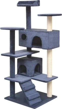 Decoways – Kattenkrabpaal Met Sisal Krabpalen 125 Cm Donkerblauw